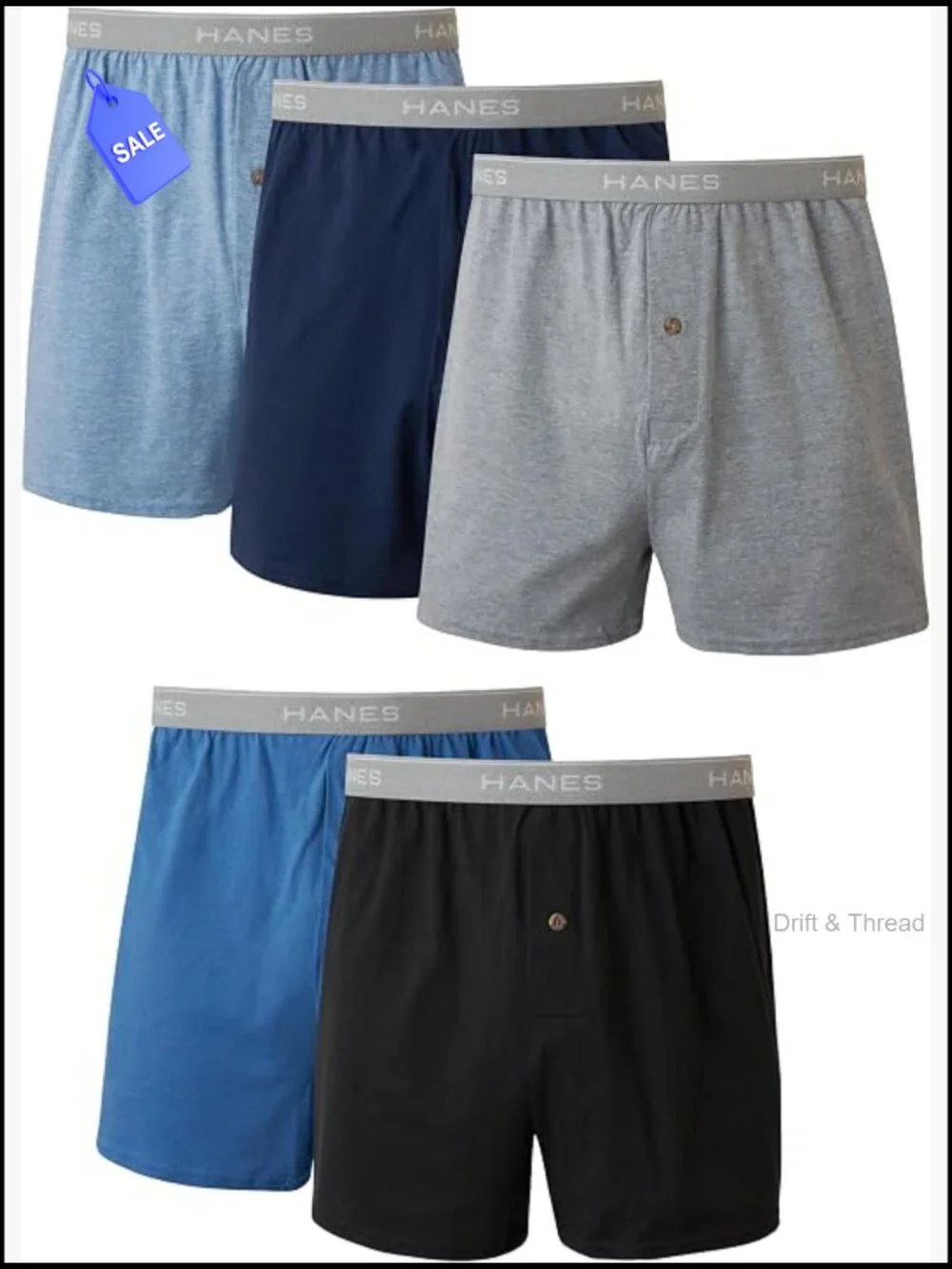 Men's Cotton Knit Boxer Shorts 5-Pack, Breathable Moisture Wicking Underwear